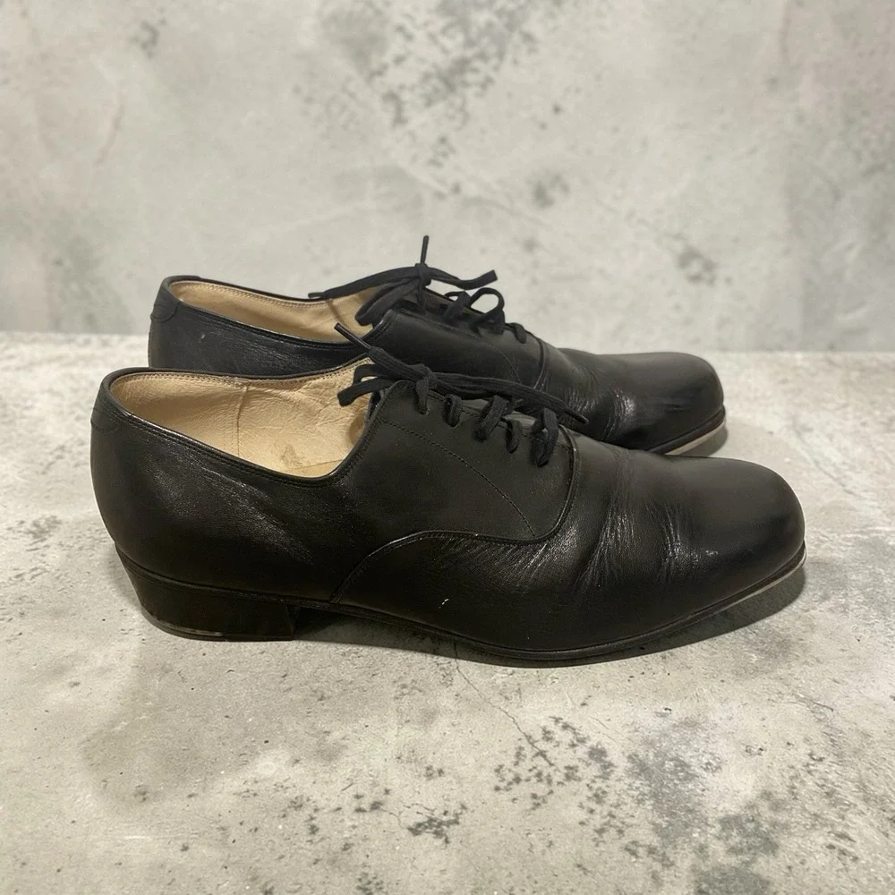 Vintage Chakott Dancing Men's Shoes Size 8.5 EU 26.5 Black Leather Made Japan
